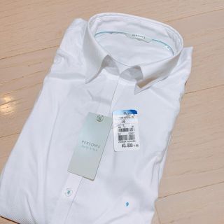 アオヤマ(青山)の新品　開襟Yシャツ白色 無地 PERSON'S M 9号 洋服の青山(シャツ/ブラウス(長袖/七分))