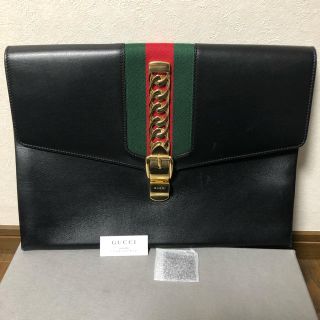 グッチ(Gucci)のGUCCI グッチ バッグ レザー クラッチバッグ シルヴィ ニット パーカー(クラッチバッグ)