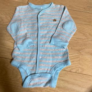 ベビーギャップ(babyGAP)の baby gapワッフル生地　水色×グレーロンパース70(ロンパース)