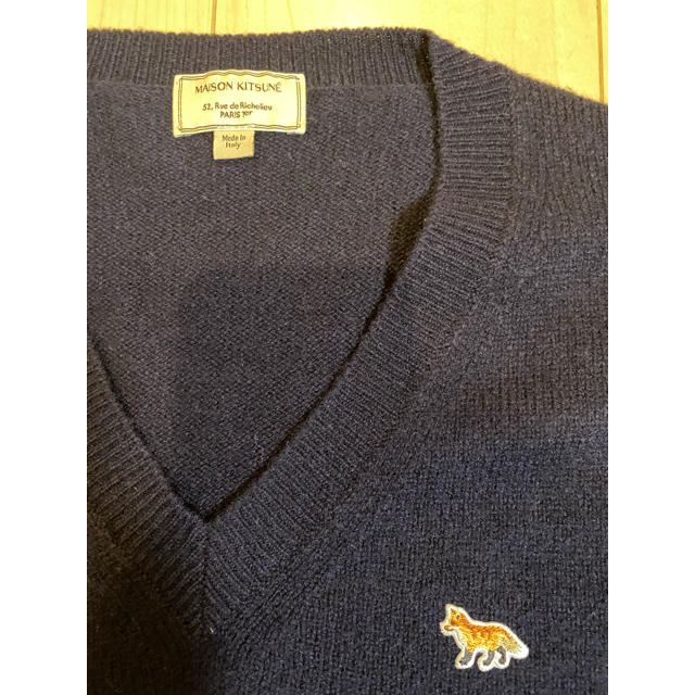 Maison Kitsune メゾンキツネ Vネックニット S ラムウール トップス