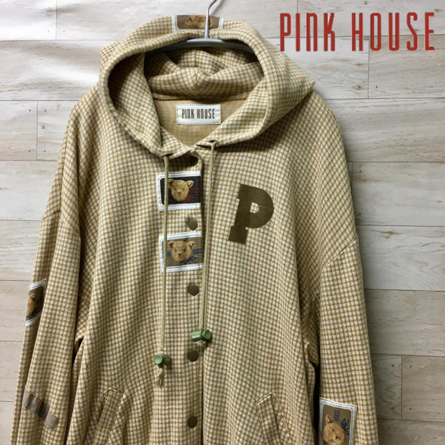 【PINK HOUSE】パーカー (L) スウェット　チェック　ベア