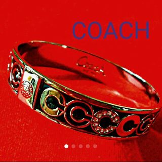 コーチ(COACH)の【お値下げ中♪】COACH  バングル、ブラック＆シルバー、超美品(ブレスレット/バングル)