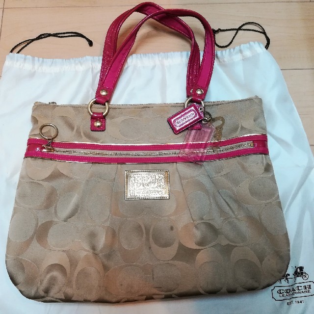 COACH - 【美品】COACH/コーチ ポピー シグネチャー トートバッグの