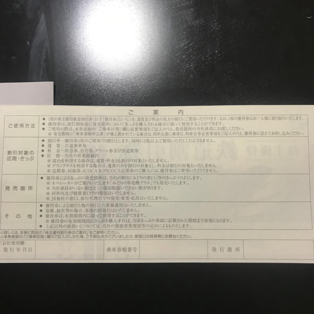 JR西日本　株主優待券 ２枚 チケットの優待券/割引券(その他)の商品写真