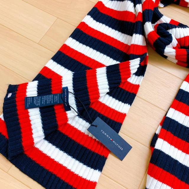 TOMMY HILFIGER(トミーヒルフィガー)の大人気！★Tommy Hilfiget US限定品トリコロール配色ロングマフラー メンズのファッション小物(マフラー)の商品写真