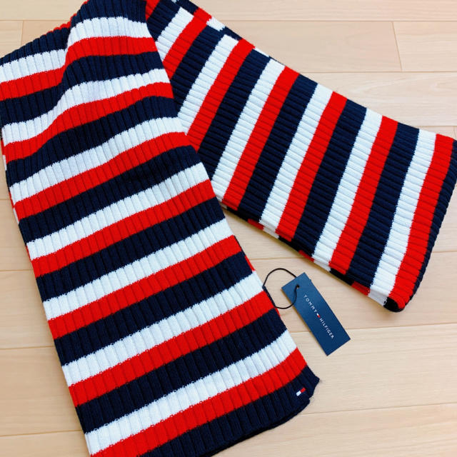 TOMMY HILFIGER(トミーヒルフィガー)の大人気！★Tommy Hilfiget US限定品トリコロール配色ロングマフラー メンズのファッション小物(マフラー)の商品写真