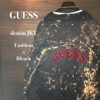 ゲス(GUESS)の【激レア1点物】GUESSバックエンブレム×ブリーチデニムJKT【希少サイズ】(Gジャン/デニムジャケット)