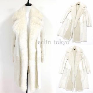 セオリー(Theory)の極美品 Theory セオリー ムートン ファー ロングコート レザーE1491(毛皮/ファーコート)