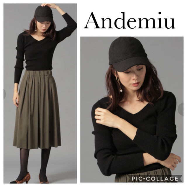 Andemiu(アンデミュウ)のAndemiu / リブVネックニット レディースのトップス(ニット/セーター)の商品写真