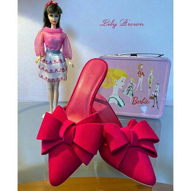 ♠Lily Brown♥Pink ♥スゥェードリボンミュール♥