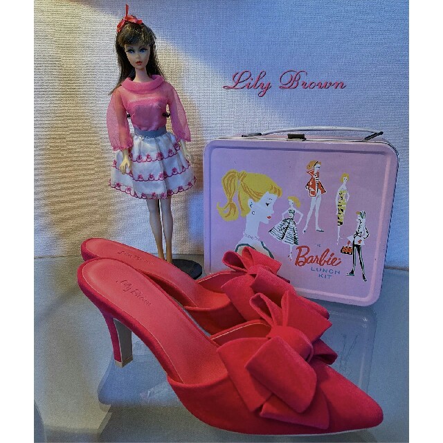 Lily Brown(リリーブラウン)の♠Lily Brown♥Pink ♥スゥェードリボンミュール♥ レディースの靴/シューズ(ミュール)の商品写真