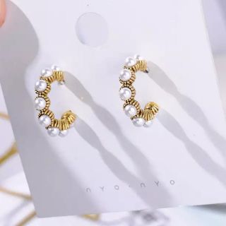 アメリヴィンテージ(Ameri VINTAGE)のヴィンテージ風♡シングルパールリングピアス(ピアス)