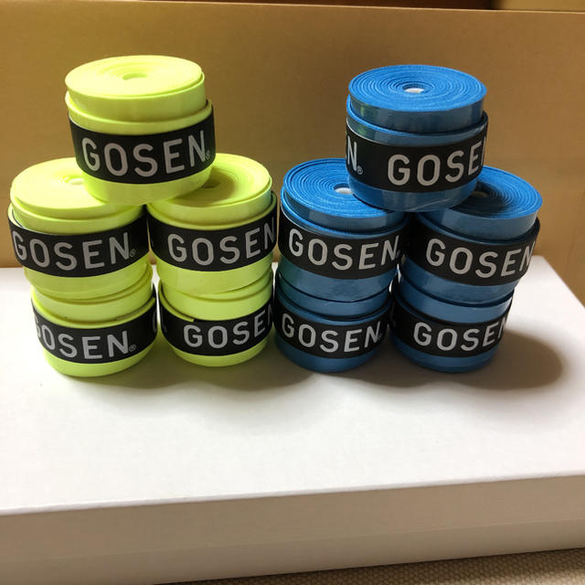 GOSEN(ゴーセン)のGOSENグリップテープ フラッシュイエローと青 各5個 計10個 スポーツ/アウトドアのスポーツ/アウトドア その他(バドミントン)の商品写真