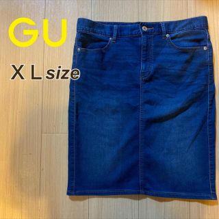 ジーユー(GU)のGU/デニムタイトスカート デニムスカート 膝丈 XL(ひざ丈スカート)