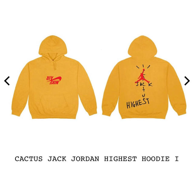 CACTUS JACK JORDAN HIGHEST HOODIE 黄色M