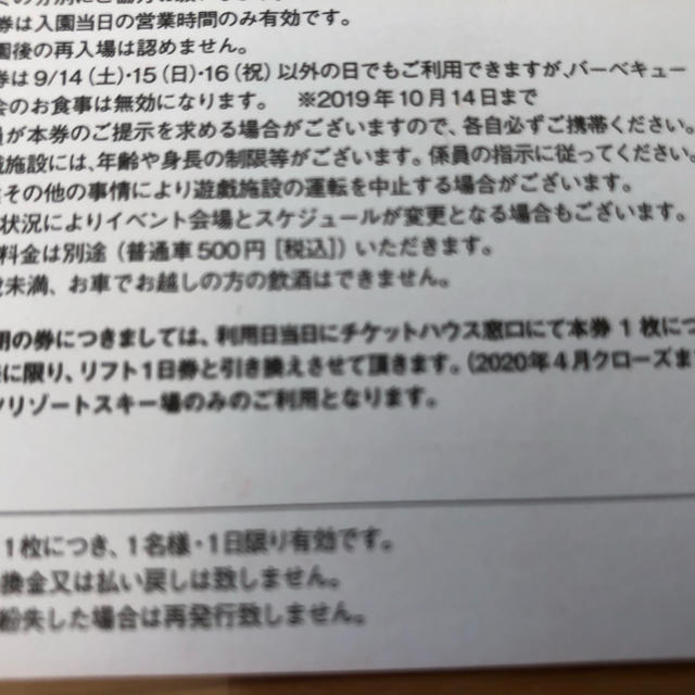 ルスツ☆リフト券☆1日券☆ペア 1