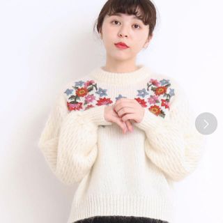 ドットアンドストライプスチャイルドウーマン(Dot&Stripes CHILDWOMAN)のdot&stripes childwoman 花刺繍モヘアニット(ニット/セーター)