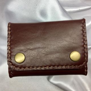 本革　小銭入れ　ハンドメイド  ボルドー(財布)