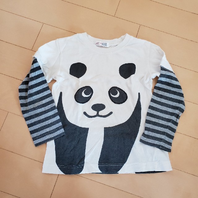 重ね着デザイン　パンダ長袖Tシャツ(サイズ120) キッズ/ベビー/マタニティのキッズ服女の子用(90cm~)(Tシャツ/カットソー)の商品写真