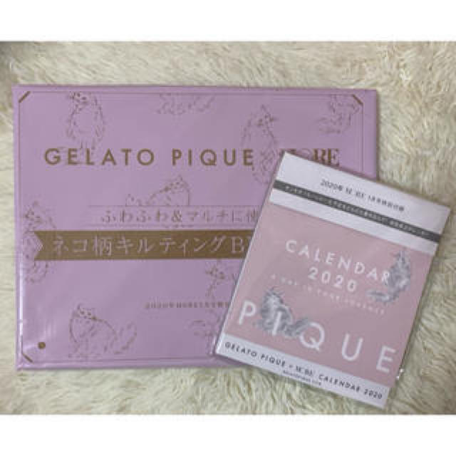 gelato pique(ジェラートピケ)のジェラート ピケ ネコ柄キルティングBIGポーチ&卓上カレンダー未開封2点セット レディースのファッション小物(ポーチ)の商品写真