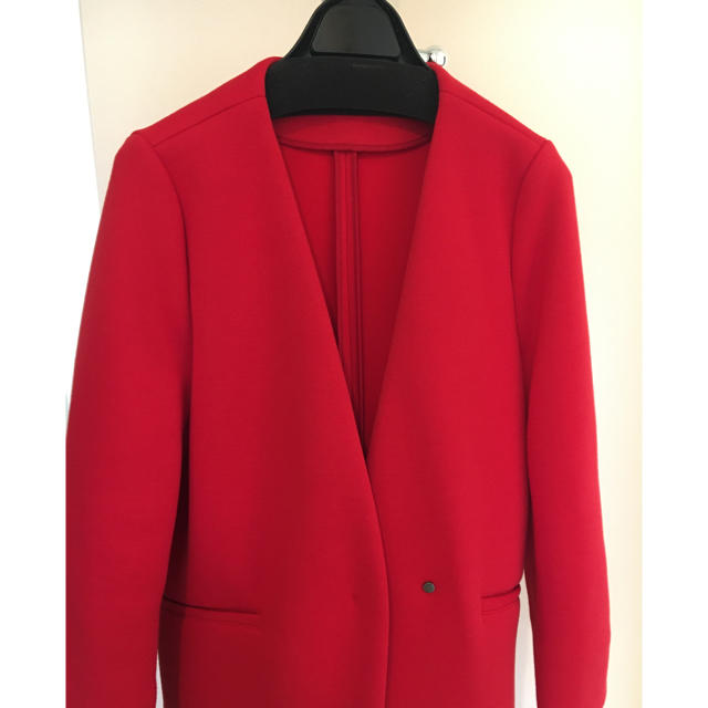 PLST(プラステ)のPLST スポンジリバーコート　赤 レディースのジャケット/アウター(ロングコート)の商品写真
