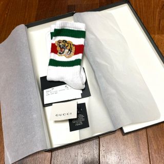 GUCCI グッチ ソックス 靴下 タイガーヘッド 刺繍 ホワイト