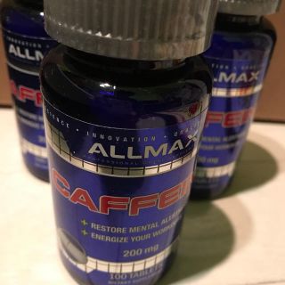 allmax カフェイン 100錠 レッドブルより効果ありで100日分が3本(トレーニング用品)