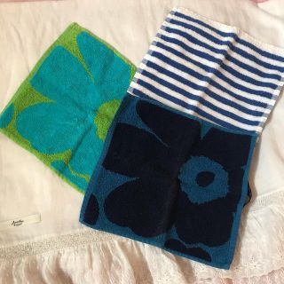 マリメッコ(marimekko)のmarimekko ハンドタオルセット ウニッコ ボーダー(ハンカチ)