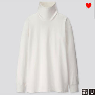 ユニクロ(UNIQLO)のユニクロU　ユニクロ　ユー　タートルネックTシャツ　ハイネック　ホワイト　L(Tシャツ/カットソー(半袖/袖なし))