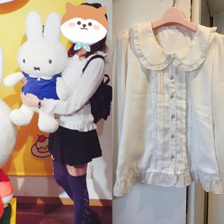 ユメテンボウ(夢展望)の夢展望♡ 丸襟フリルシフォンブラウス　白(シャツ/ブラウス(長袖/七分))