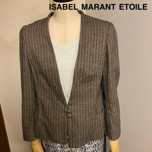 【ISABEL MARANT ETOILE】ストライプ  ノーカラージャケット