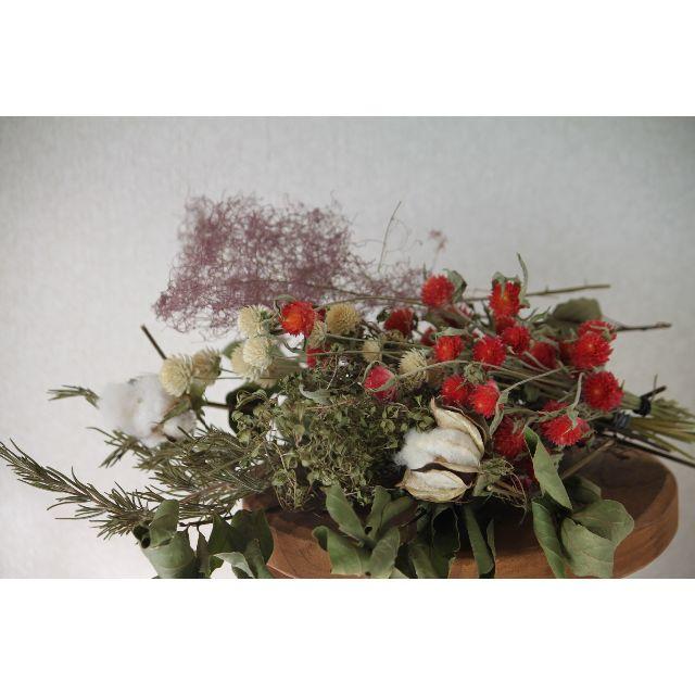 ハーブ＆千日紅(B)〜赤系花材〜 ハンドメイドのフラワー/ガーデン(ドライフラワー)の商品写真