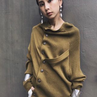 アメリヴィンテージ(Ameri VINTAGE)のAmeri 未使用 CONJUGATION KNIT CARDIGAN/カーキ(ニット/セーター)