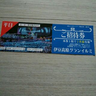 【輝く星☆☆様専用】　伊豆高原グランイルミご招待券　平日限定　2名様(遊園地/テーマパーク)