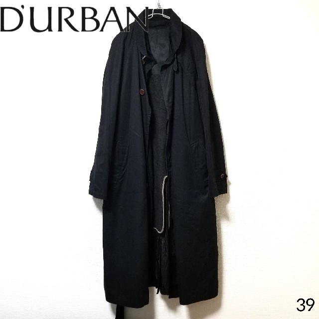 Yohji Yamamoto(ヨウジヤマモト)の39.D'URBAN 黒 ステンカラーコート オーバーコート メンズのジャケット/アウター(ステンカラーコート)の商品写真