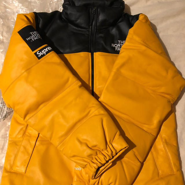 supreme the north face leather nuptse jacket yellow