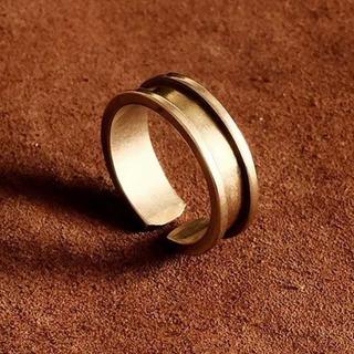 真鍮製 レールリング 細幅 （大サイズ）指輪 パーツ アクセサリー ゴールド(リング(指輪))