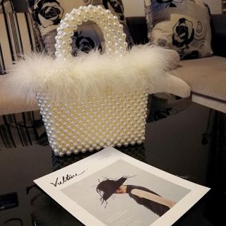 fake fur Pearl handbag アイボリー　パールバッグ