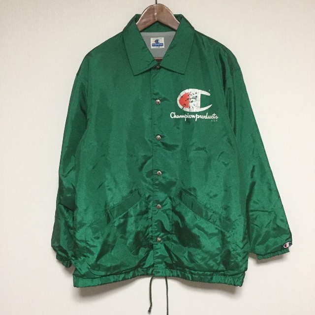 チャンピオン コーチジャケット グリーン 緑 ビック ロゴ 裏地 日本製 | フリマアプリ ラクマ