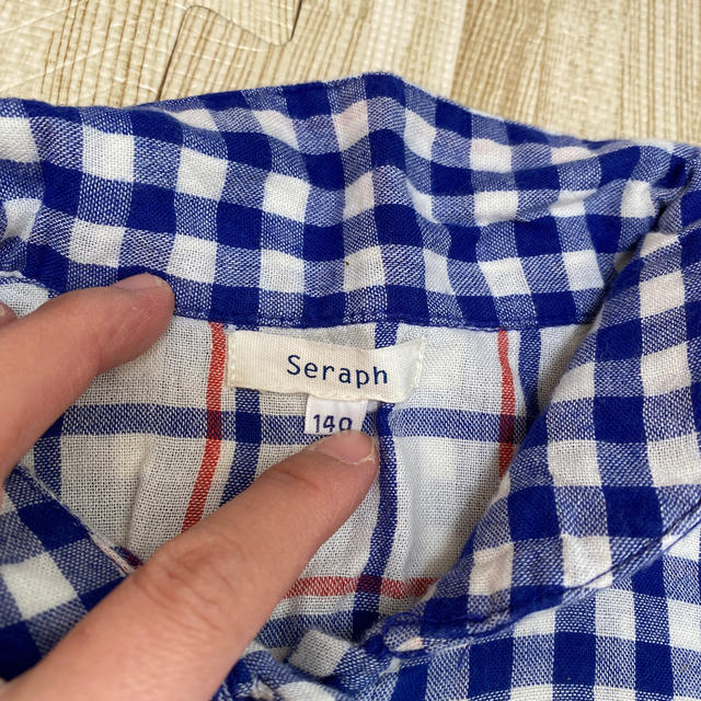 Seraph(セラフ)のseraph☆ブルーギンガムチェックシャツワンピース キッズ/ベビー/マタニティのキッズ服女の子用(90cm~)(ワンピース)の商品写真