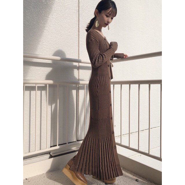 【同梱限定】高級セレクト❤️アシメニットワンピース ブラウン