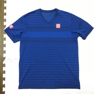 ユニクロ(UNIQLO)のUNIQLO ロゴ Vネックシャツ XL 青紺(ウェア)