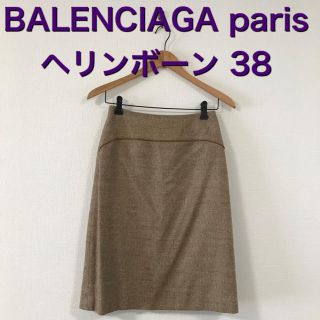 バレンシアガ(Balenciaga)のBALENCIAGA ウール ヘリンボーン 膝丈スカート 38(ひざ丈スカート)