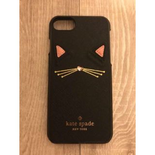 ケイトスペードニューヨーク(kate spade new york)のケイトスペード♡アウトレット iphone 7 ケース♡キャットアップリケ(iPhoneケース)