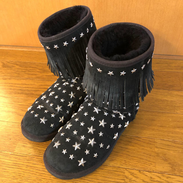 UGG × JIMMY CHOO ジミーチュウ　コラボムートンブーツ　黒　6レディース