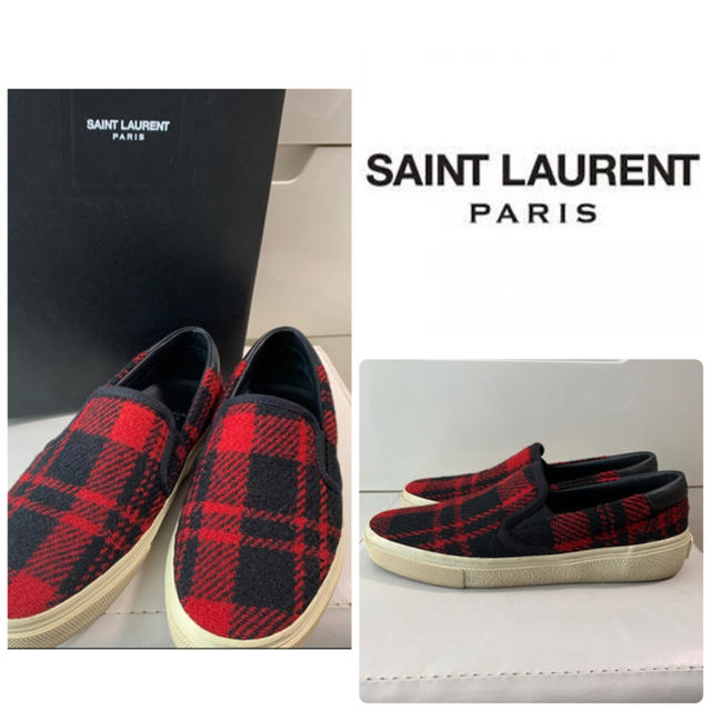 Saint Laurent(サンローラン)のサンローラン  レッドウールチェック  スニーカー レディースの靴/シューズ(スニーカー)の商品写真