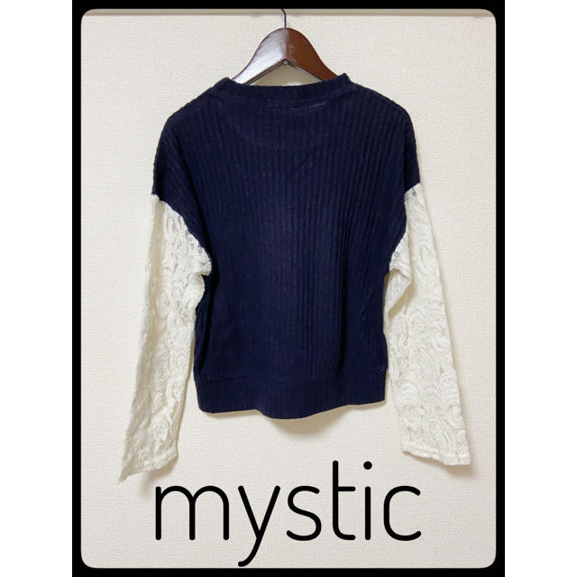 mystic(ミスティック)の【良品】⭐︎mystic⭐︎ミスティック　ネイビー　ニット　セーター　花柄　袖 レディースのトップス(ニット/セーター)の商品写真