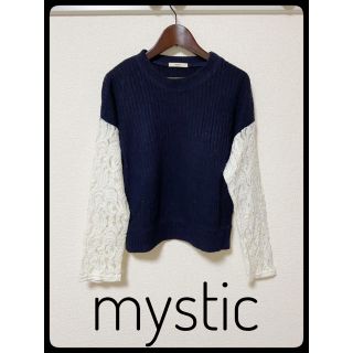 ミスティック(mystic)の【良品】⭐︎mystic⭐︎ミスティック　ネイビー　ニット　セーター　花柄　袖(ニット/セーター)