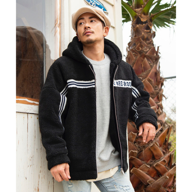 モンキータイム　EMBRO SHERPA HOODIE　パーカー　ボア　黒