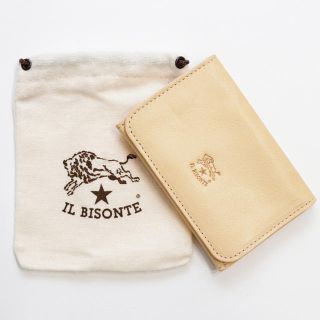 イルビゾンテ(IL BISONTE)の新品 イルビゾンテ カードケース 二つ折り 名刺入れ ケース レザー ロゴ ヌメ(名刺入れ/定期入れ)